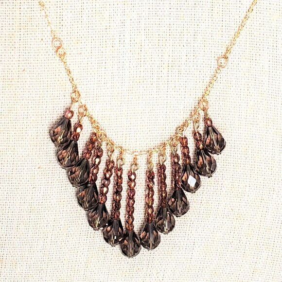 Crystal teardrops necklace - Handmade (NEW) - Picture 2 of 4